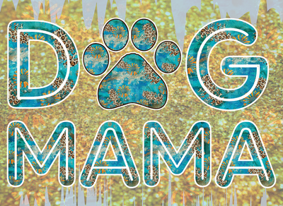 Dog Mama Teal and gold brushstroke DTF Dog Transfers