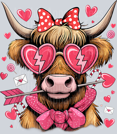 228 Heifer Valentine Highland Cow Valentine_S Day For Women Girl T-Shirt