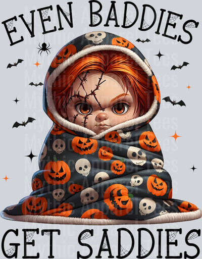 Even Baddies Get Saddies Chucky In Blanket Halloween DTF horror Movie Transfers