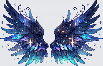 Angel Wings Galaxy Celestial Blue Sparkle Star Fantasy