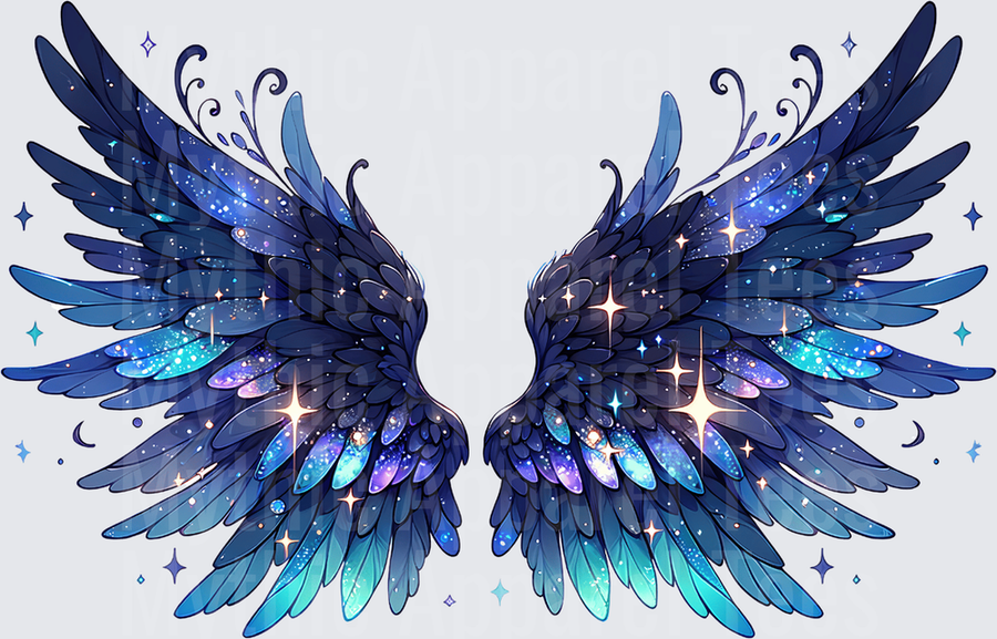 Angel Wings Galaxy Celestial Blue Sparkle Star Fantasy