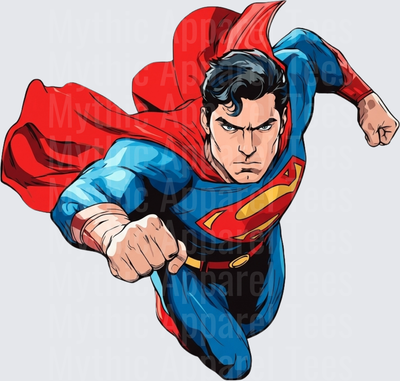 Superman Flying Fist Forward Comic Style Illustration
