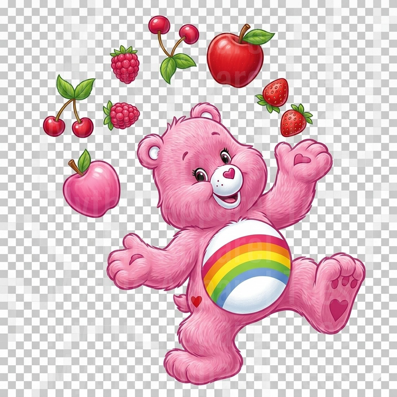 Care Bears Cheer Bear Juggling Cherries Raspberries Fruits