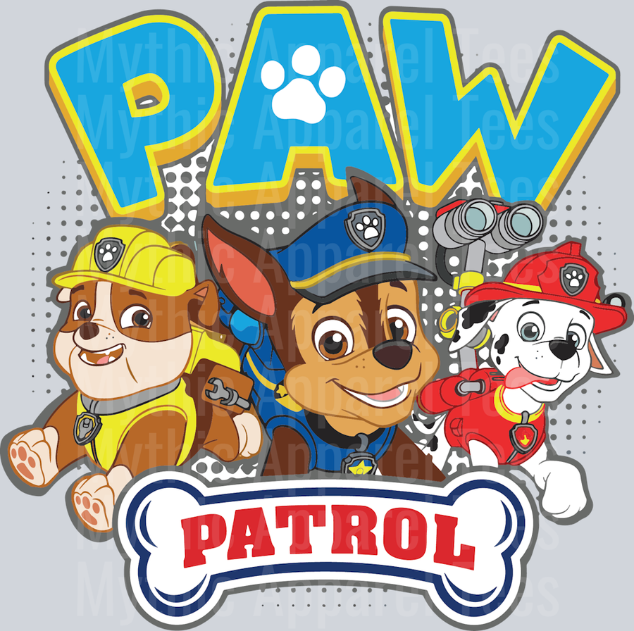 Paw Patrol Classic Shirt Design DTF Paw Patrol Transfers