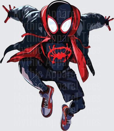Marvel Super Heroes Miles Morales Spider-Man Into the Spider-Verse Dynamic Leap Pose Black Red Suit Sneakers
