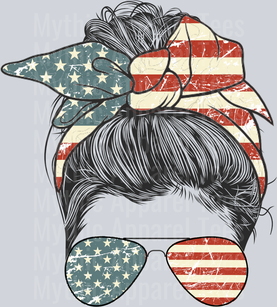Sassy Messy Bun DTF Patriotic Mama Transfers