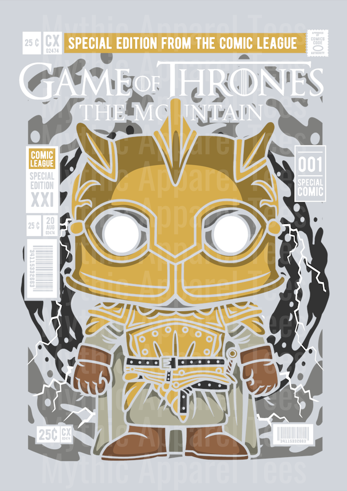 The Mountain Game Of Throne Comic Book Cover STYLE DTF Pop Culture Transfers