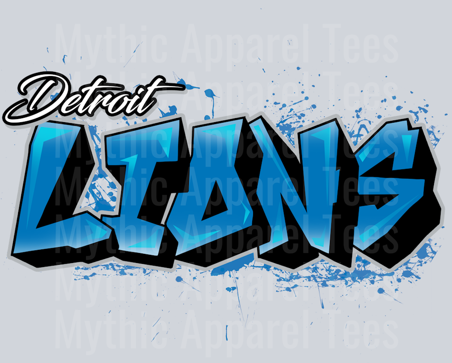 Lions Tri Color Airbrush DTF NFL Transfers