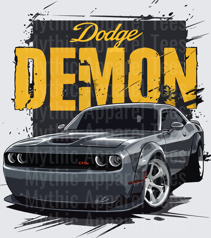 Drifting and Muscle Cars Dodge Demon Challenger Gray Bold Graphic