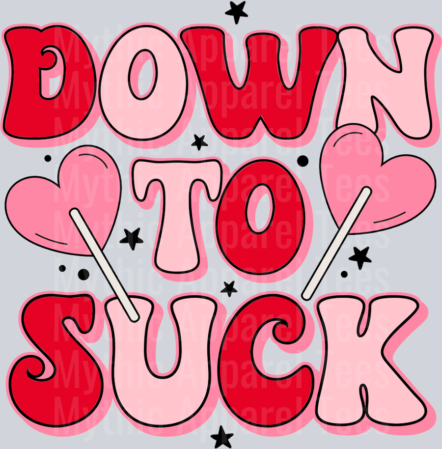 Down To Suck Wavy Retro Funny Designs Valentines Day Sequin