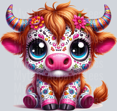Cute cartoon halloween highland cow 6