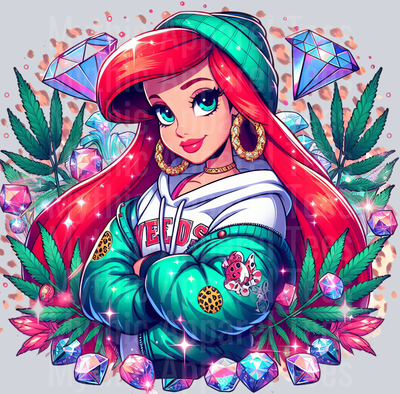 Ariel 6 Jewels Smoking Weed DTF Weed Transfers