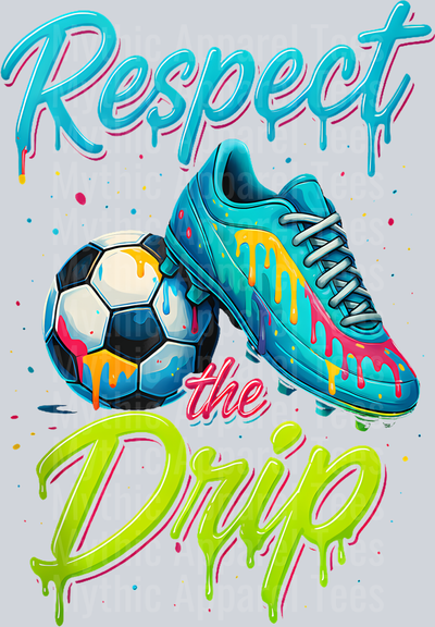 Respect The Drip Soccer blue green Ice Cream Drip With Sprinkles DTF Soccer Transfers