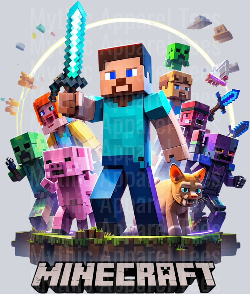 Steve with creeper and characters Minecraft Gaming Pop Culture Video Games