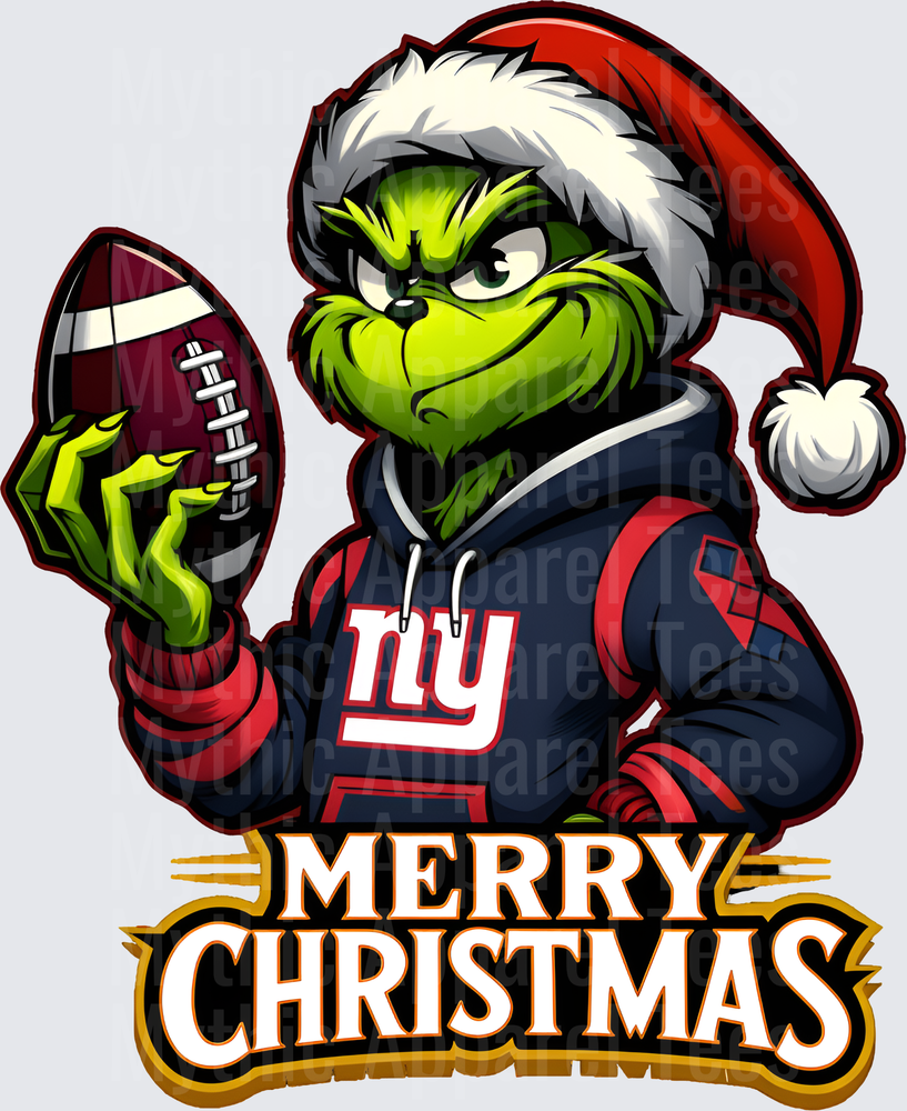 Grinch Santa Hat New York Giants Hoodie Football Merry Christmas