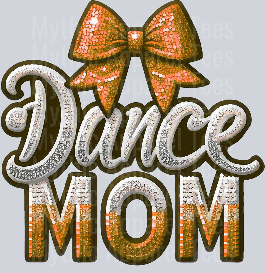 0013 Dance Mom Sequins Orange DTF Dance Mom Transfers