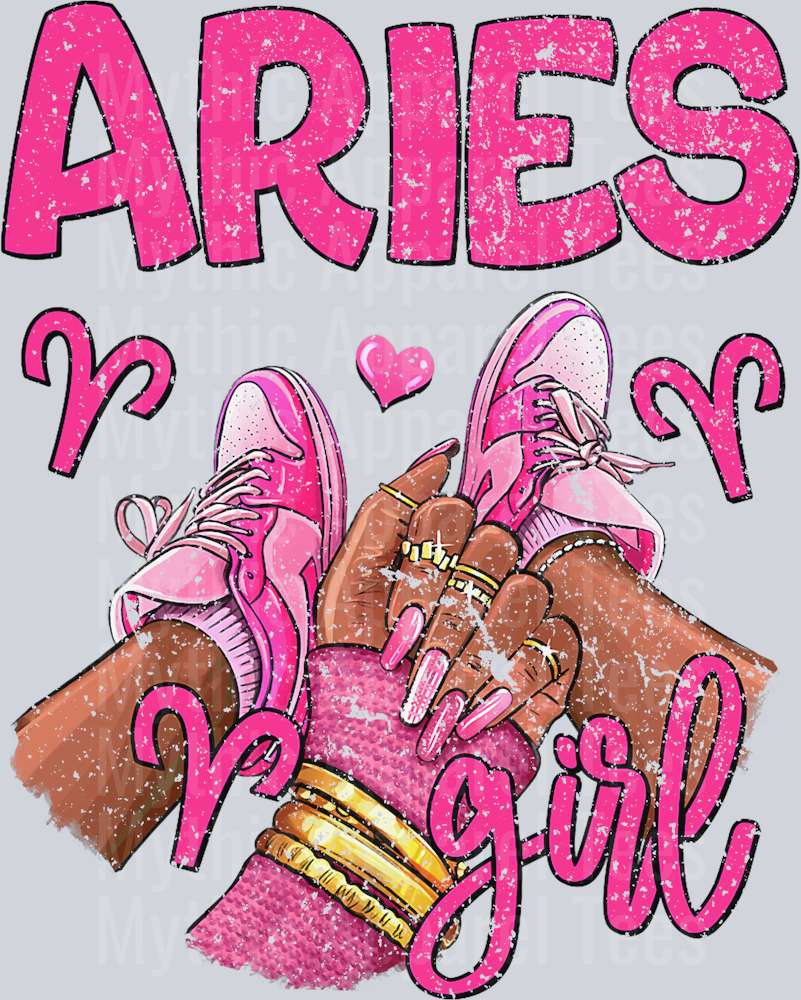 Aries Girl Birthday Queen Women Sneakers Zodiac Sign DTF Sneaker Transfers