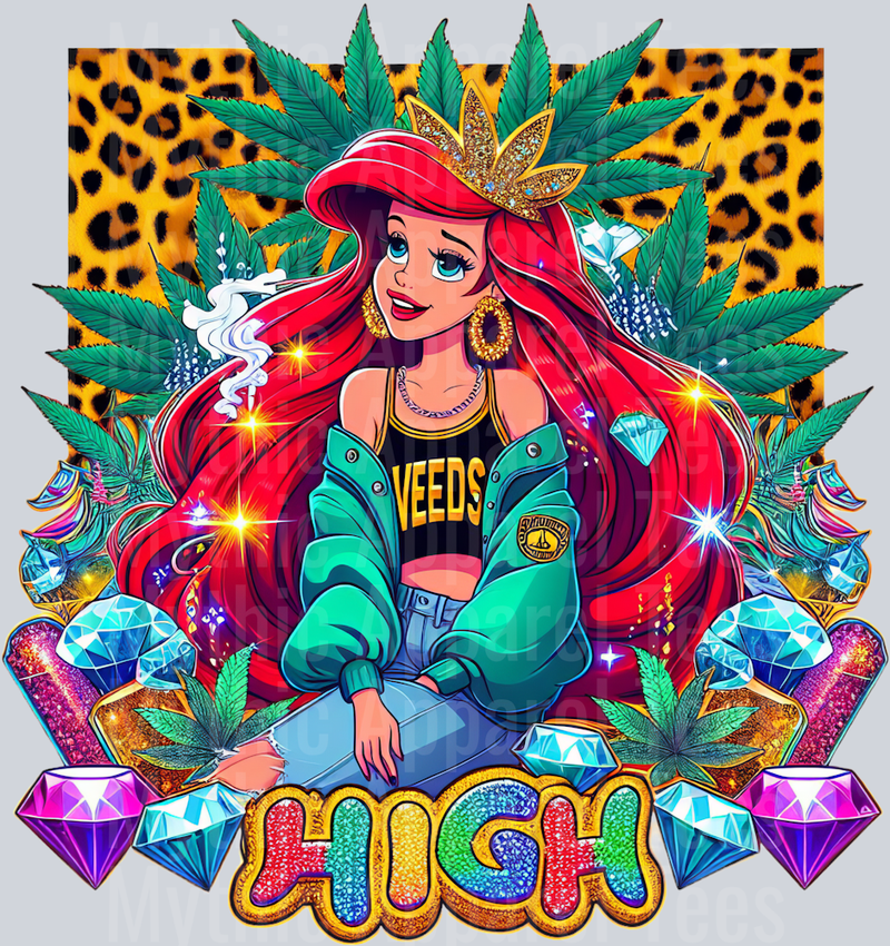 Ariel 10 Jewels Smoking Weed DTF Weed Transfers