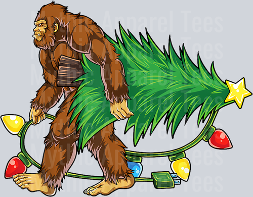 31 Bigfoot Christmas Tree Lights Xmas Boys Men Sasquatch Lovers T-Shirt