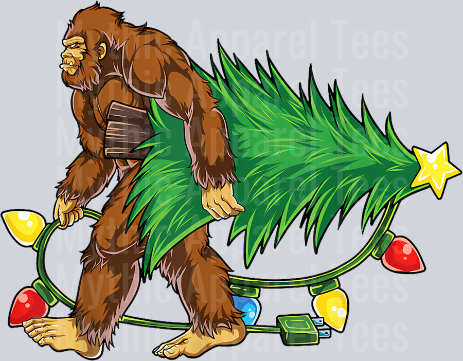 31 Bigfoot Christmas Tree Lights Xmas Boys Men Sasquatch Lovers T-Shirt