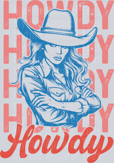 Howdy Cowgirl Stacked Western Text