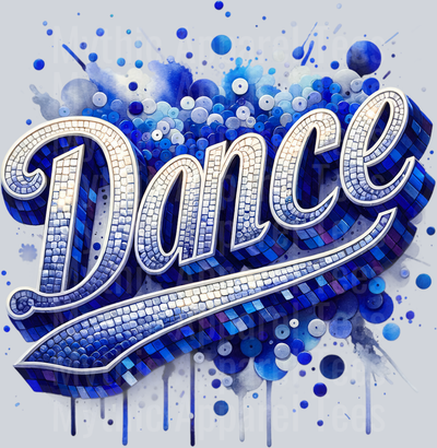 0020 Dance Sequin Blue DTF Dance Swoosh Transfers