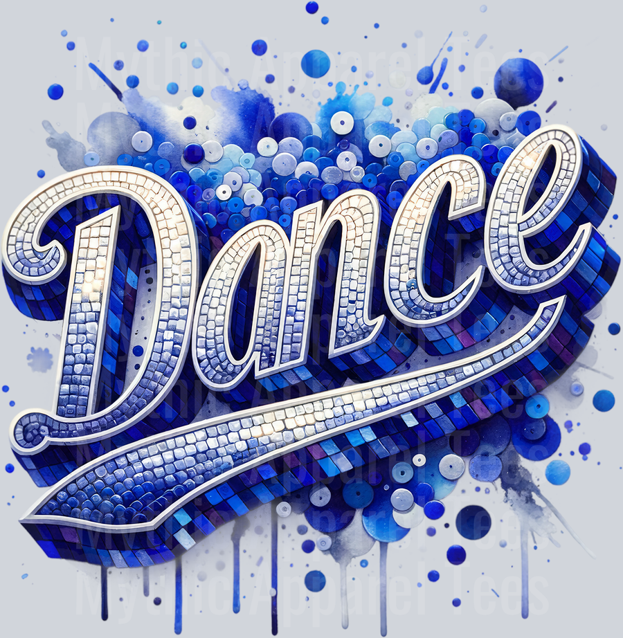 0020 Dance Sequin Blue DTF Dance Swoosh Transfers