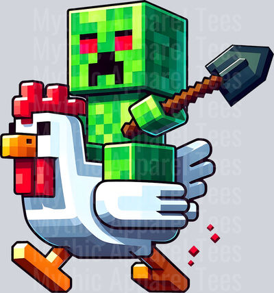 Creeper on Chicken Minecraft Movie DTF Pop Culture Transfers