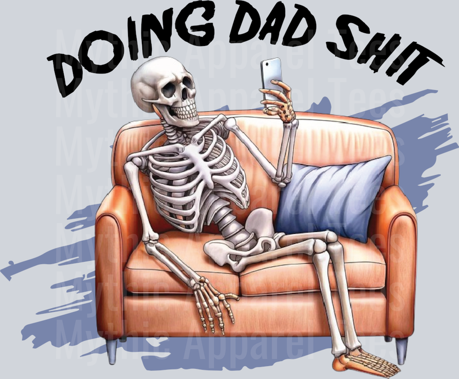 Doing Dad Shit Skelly on couch DTF Skull Transfers
