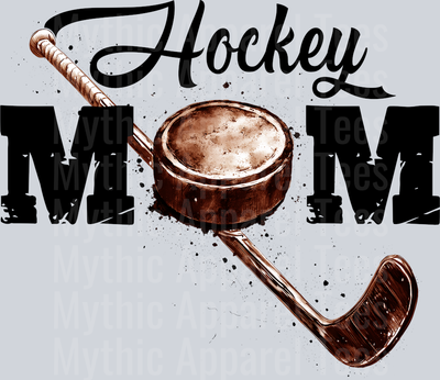 Hockey Mom Puck with Hockey Stick DTF Hockey Transfers