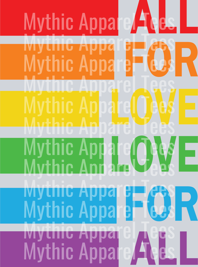 All for love love for all rainbow flag style setup LGBTQ+ Transfer