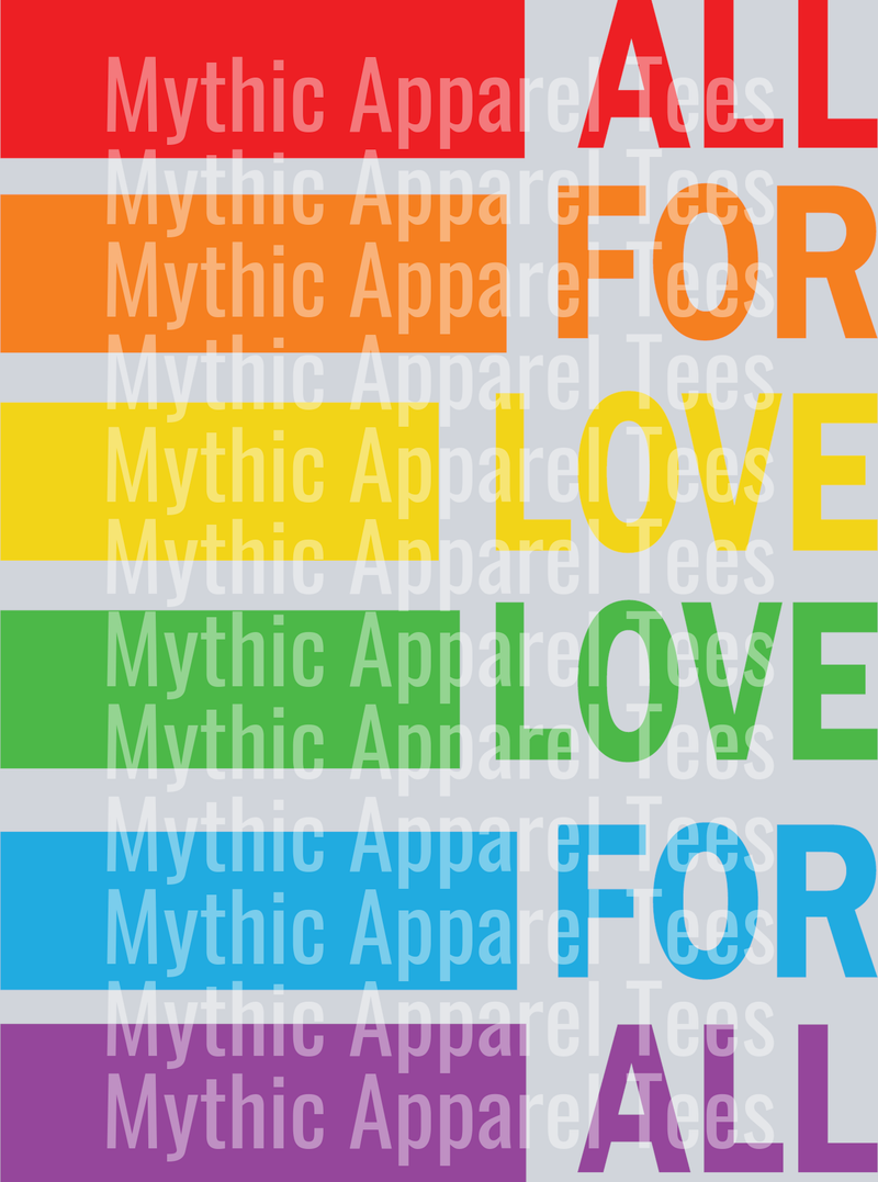 All for love love for all rainbow flag style setup LGBTQ+ Transfer