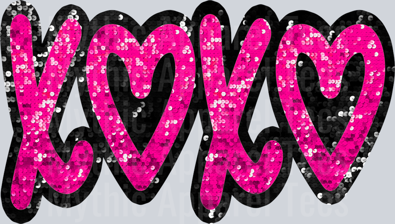 XOXO Pink Sequin Style Combo Valentines Day Design
