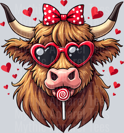 178 Scottish Highland Cow Hearts Valentine_S Day T-Shirt(1)