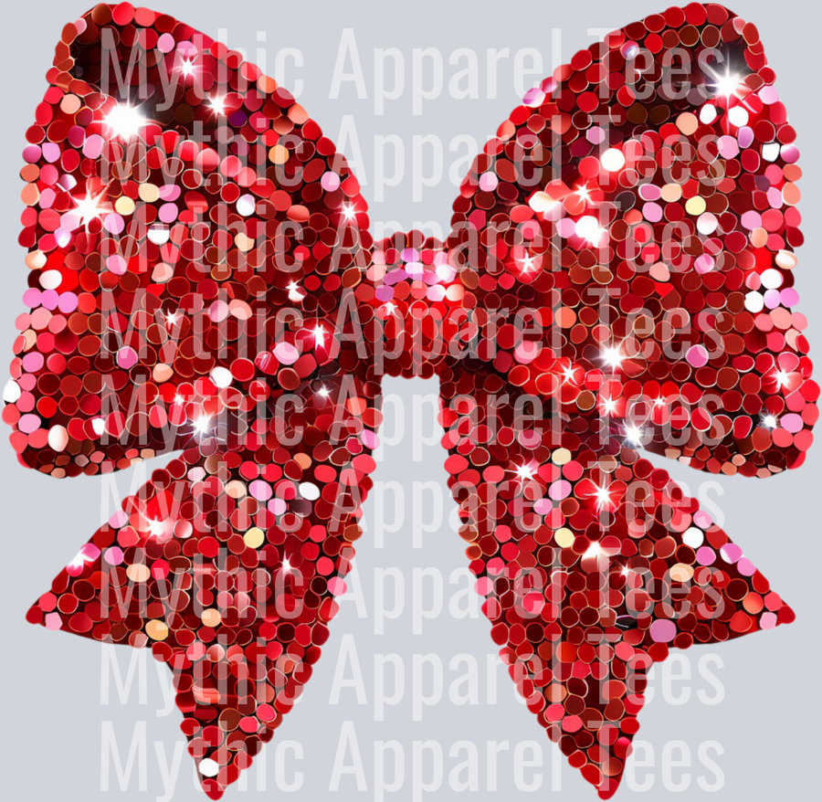 Glitter chunk style christmas bow -- red bow