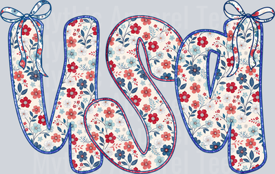 Floral USA cute little ribbon DTF Patriotic Transfers