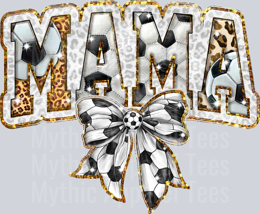 Soccer Mama Soccer Ribbon with Glitter DTF Sports Transfers