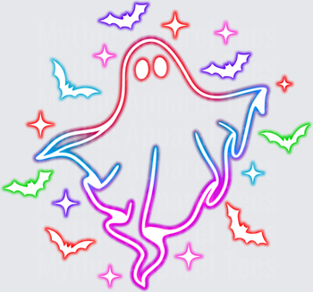 Halloween Neon Glow Ghost Bats Sparkle Rainbow Outline
