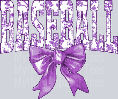 Lavender Baseball College Font Floral Pattern School Spirit & Sports