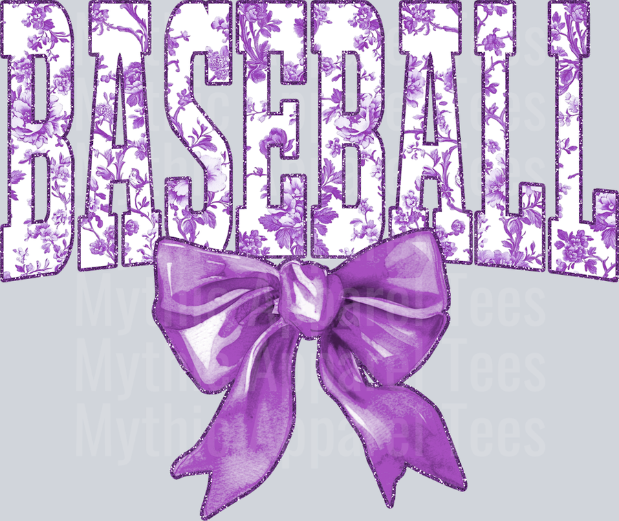 Lavender Baseball College Font Floral Pattern School Spirit & Sports
