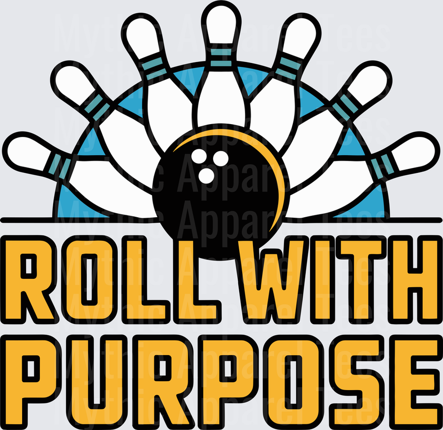 Bowling Roll With Purpose Pins and Ball Strike Graphic