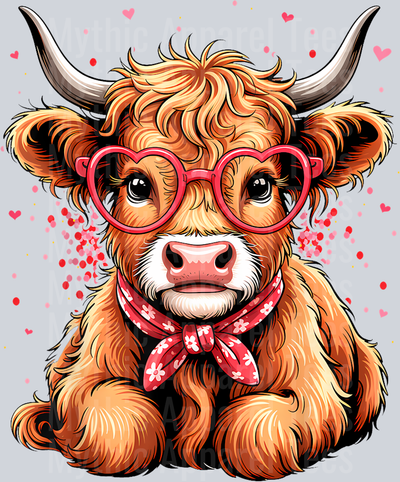 175 Highland Cow Valentines Day Funny Hearts Valentine Women T-Shirt