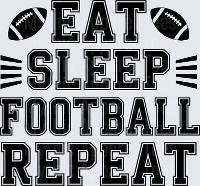 American Football Eat Sleep Football Repeat Bold Varsity Text