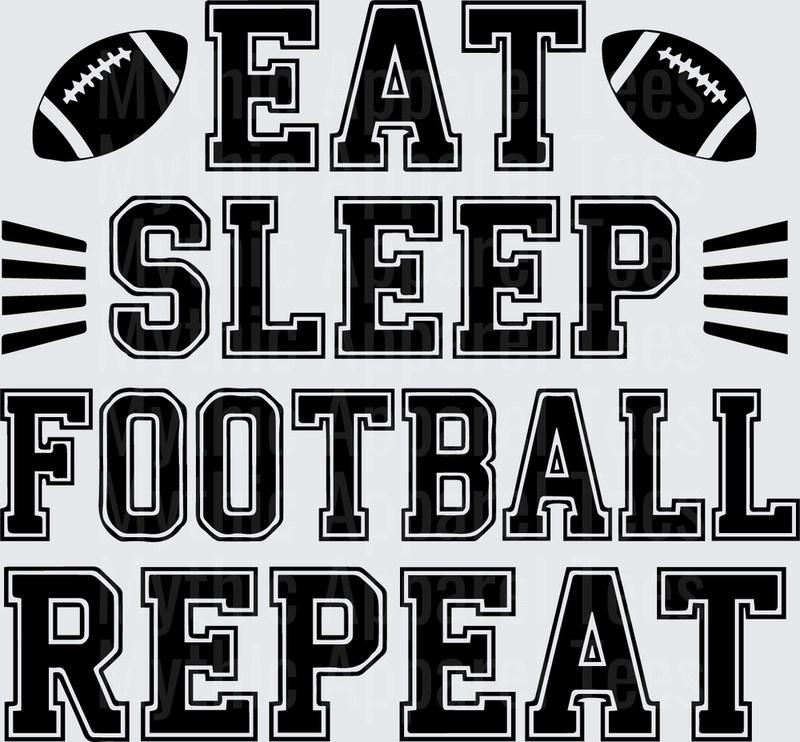 American Football Eat Sleep Football Repeat Bold Varsity Text