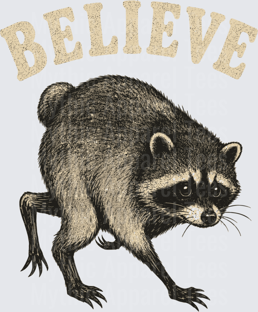 Jimothy Believe Vintage Engraving Style Raccoon Graphic