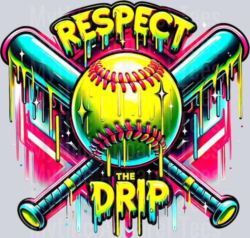 Respect The Drip Softball Home Plate Ice Cream Dripping DTF Baseball Transfers