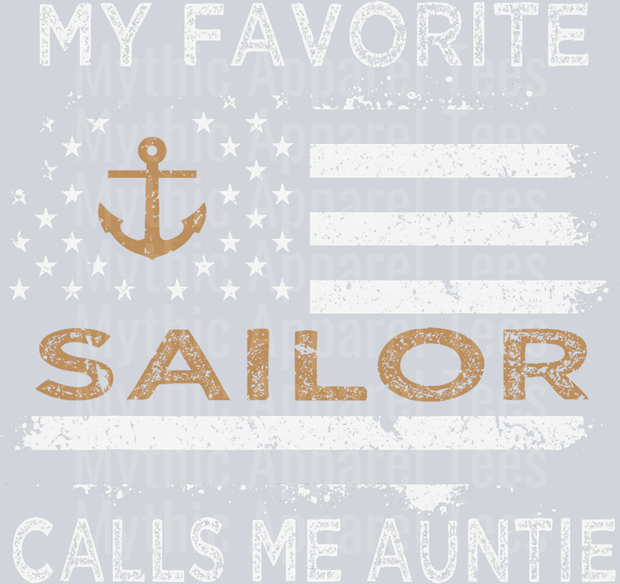 AZ1283 NAVY My Favorite Sailor Calls Me Auntie Sailing USA Flag Anchor T-Shirt (1)