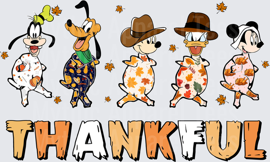 Disney Fall and Thanksgiving Thankful Squad Goofy Pluto Chip Dale Donald Minnie Turkey Costumes