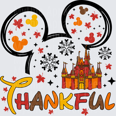 Disney Fall and Thanksgiving Thankful Mickey Ears Castle Leaves Snowflakes
