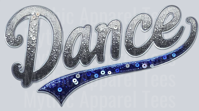 Dance Swoosh Sequins Blue DTF Dance Swoosh Transfers